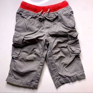 Baby boden 6 to 12 month gray pull on cargo pants red waistband contrast